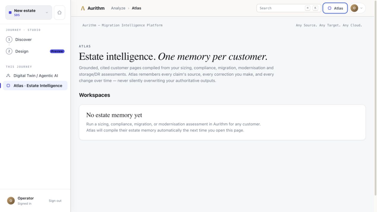 Aurithm Atlas estate intelligence workspace